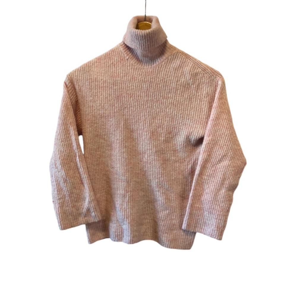 H&M Pink Cropped Sleeve Short Knit Pullover Turtleneck Neck Sweater XS
